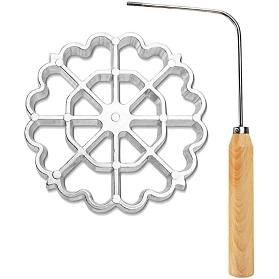 Bunuelos Mold Rosette Iron Molds Set with Wooden Handle, Lotus Flower Bunuelos Cookie Maker Mold, Funnel Cake Maker Cooking Stamp Maker Kit - 4.7 Inches$$Home Decor, Kitchen, & Other