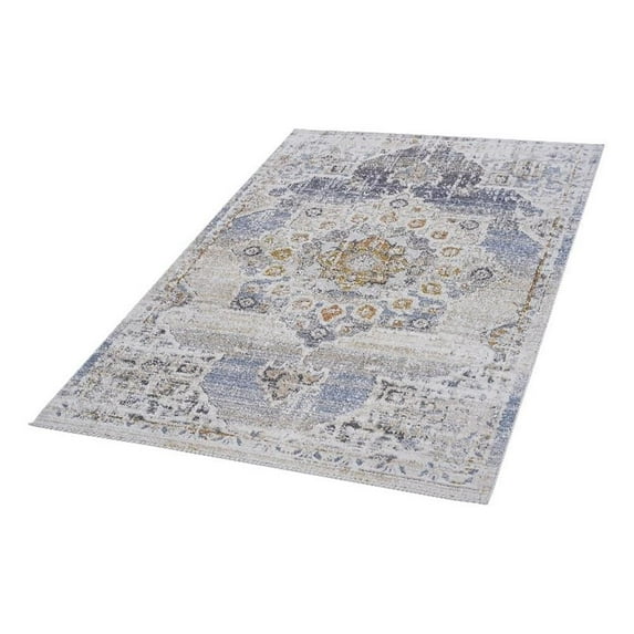 Bunyan Collection Traditional Vintage Cream/Gold Area Rug (6'7'' x 9')