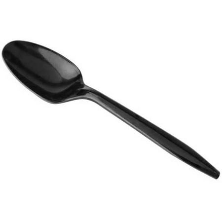 Bunzl Prime Source Medium Weight Polypropylene Disposable Black Teaspoon - Bulk Pack -- 1000 per case.
