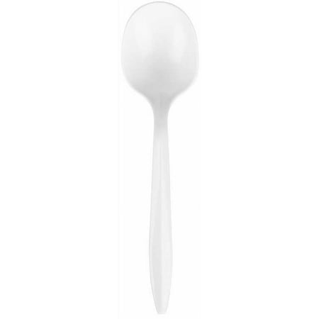 Bunzl Prime Source Medium Weight Polypropylene Wrapped White Soup Spoon -- 1000 per case.
