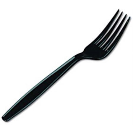 Bunzl Prime Source Polystyrene Extra Heavy Weight Disposable Black Fork - Bulk Pack -- 1000 per case.