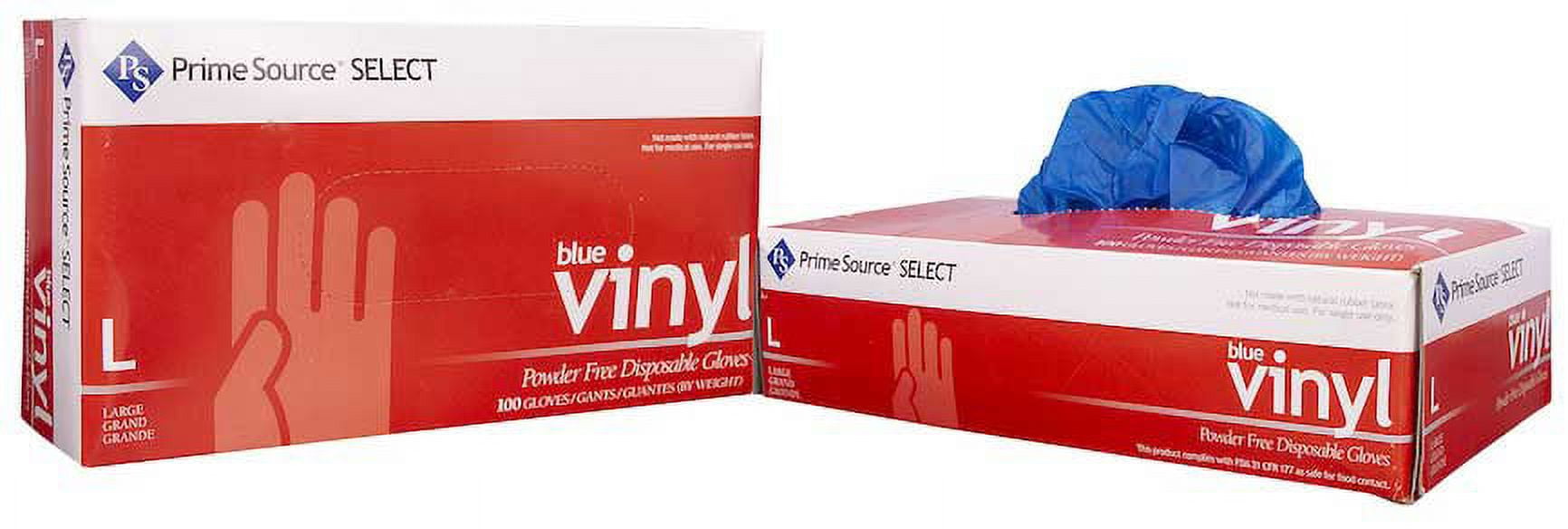 Bunzl Prime Source Powder Free Large Blue Vinyl Gloves -- 1000 per case ...