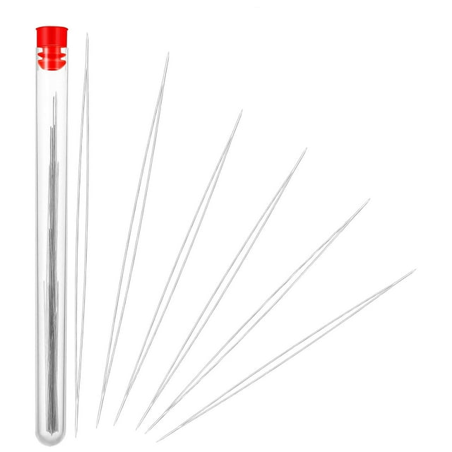 Buodes 6 Pieces Big Eye Beading Needles With Needle Bottle Beaded Needle Big Eyeball Needle