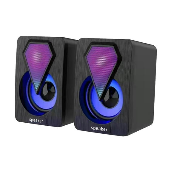 Buodes Deals Clearance Under 5 Ordinary Audio Light Emitting Computer Speaker Usb Mobile Phone Laptop Desktop Mini Speaker Hifi Stereo Sound Wired Subwoofer Computer Speakers 2 Pcs