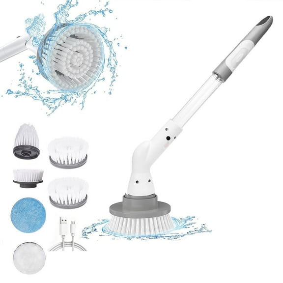 Buodes Electric Spin Scrubber Cordless Tub And Tile Scrubber Summer Savings Clearance Electric Scrubbers, High Speeds Scrubbers With 6 Replaceable Brush Heads And Adjust Extension Handle,Power Cl 3PC