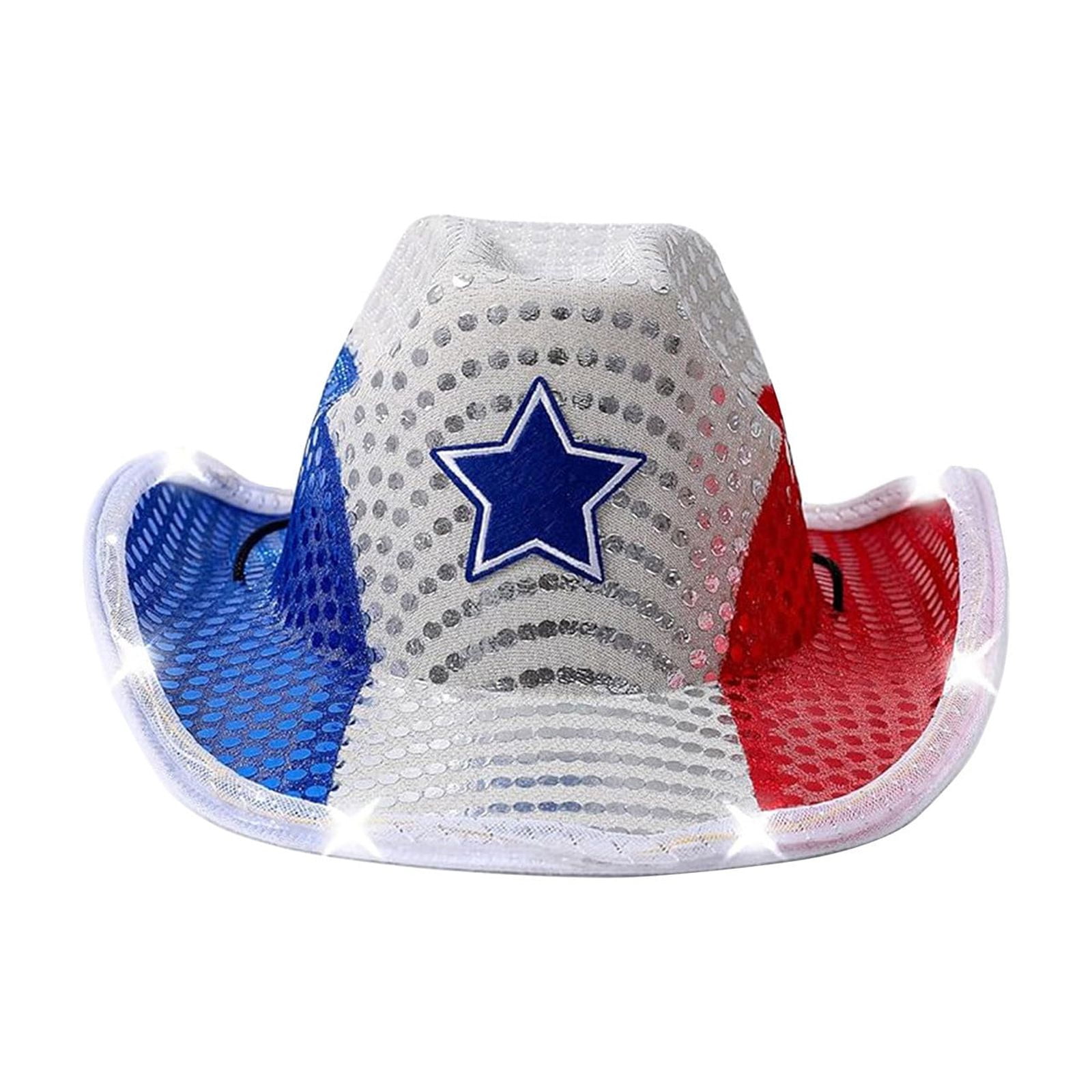 Patriotic Red and Blue Sequin Cowboy Hat by Way To Celebrate Walmart