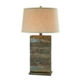 thumbnail image 1 of Buon 31 Inch Hydrocal Table Lamp, Drum Shade, Dark Brown Tall Block Base, 1 of 5