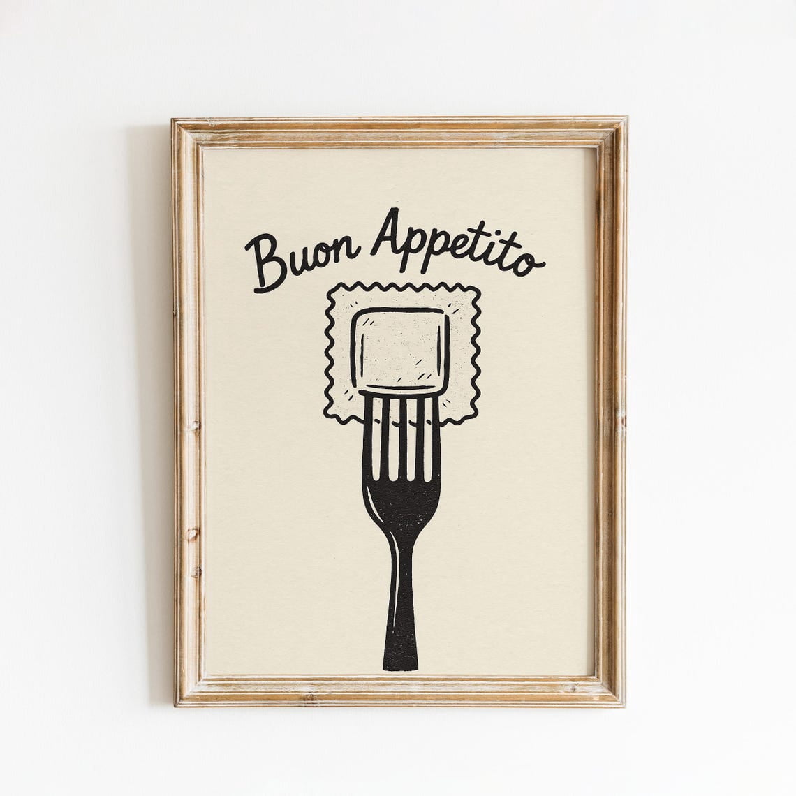 Buon Appetito Poster Italian Kitchen Wall Art With Ravioli Fork ...
