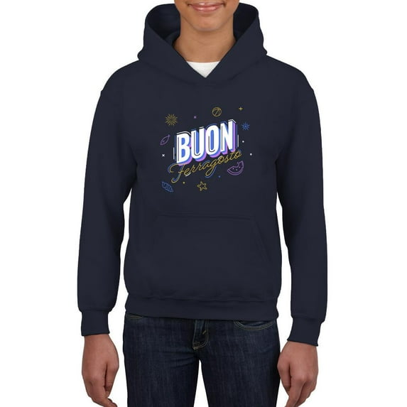 Buon Ferragosto Beach Objects Hoodie Juniors -Image by Shutterstock, Medium