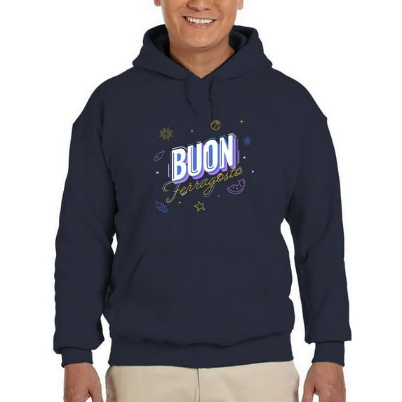 Buon Ferragosto Beach Objects Hoodie Men -Image by Shutterstock, Male 3X-Large