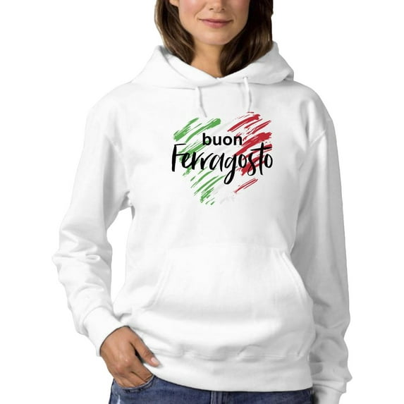 Buon Ferragosto Brush Paint Hoodie Women -Image by Shutterstock, Female 4X-Large