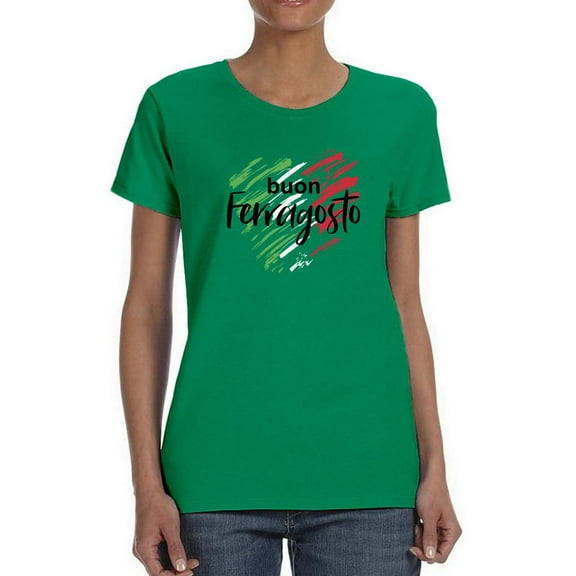 Buon Ferragosto Brush Paint T-Shirt Women -Image by Shutterstock, Female x-Large