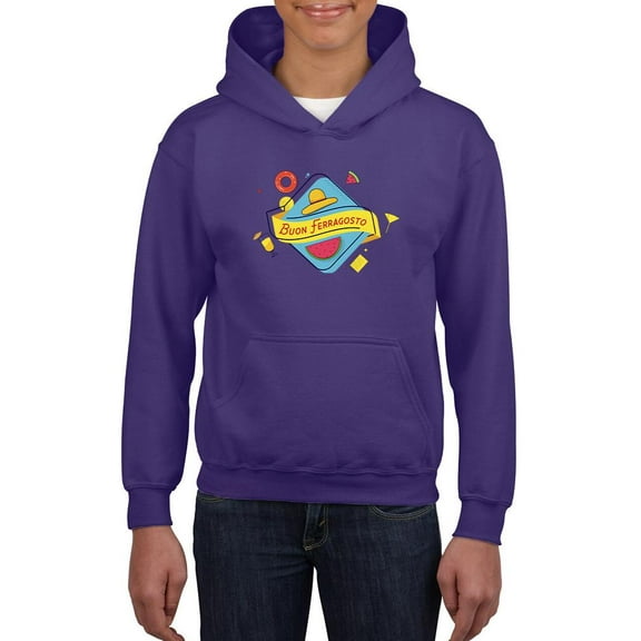 Buon Ferragosto Cocktails Hoodie Juniors -Image by Shutterstock,  Large