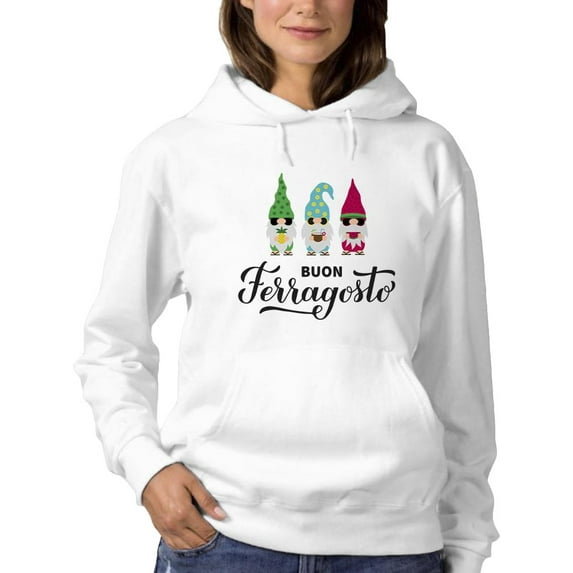 Buon Ferragosto Cute Gnomes Hoodie Women -Image by Shutterstock, Female 4X-Large