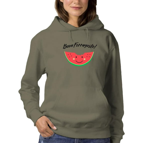 Buon Ferragosto! Cute Watermelon Hoodie Women -Image by Shutterstock, Female 5X-Large