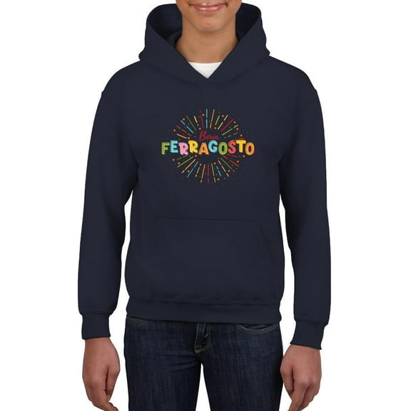 Buon Ferragosto Fireworks Hoodie Juniors -Image by Shutterstock,  x-Large