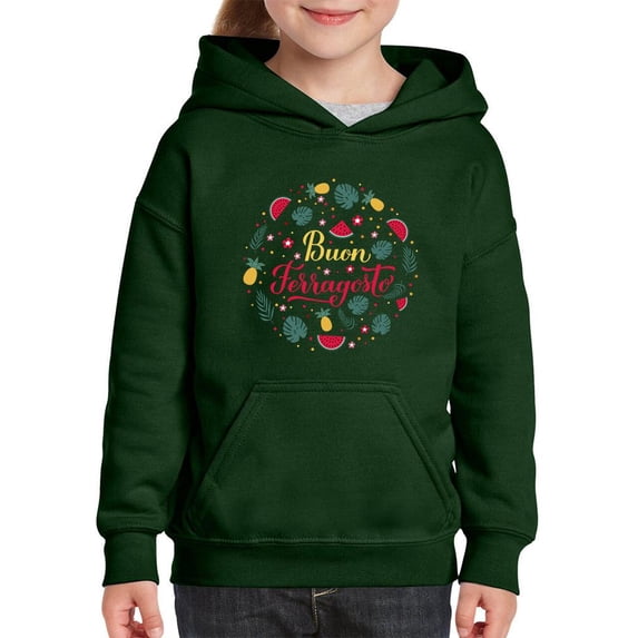 Buon Ferragosto Fruits Wreath Hoodie Juniors -Image by Shutterstock, Medium