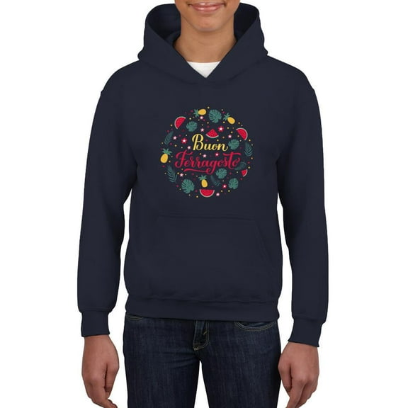 Buon Ferragosto Fruits Wreath Hoodie Juniors -Image by Shutterstock,  Small
