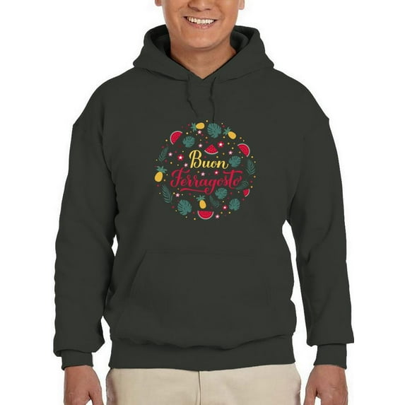 Buon Ferragosto Fruits Wreath Hoodie Men -Image by Shutterstock, Male Medium