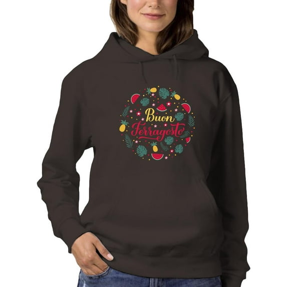 Buon Ferragosto Fruits Wreath Hoodie Women -Image by Shutterstock, Female 3X-Large