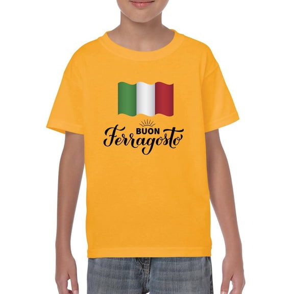 Buon Ferragosto Italy Flag T-Shirt Juniors -Image by Shutterstock,  Medium