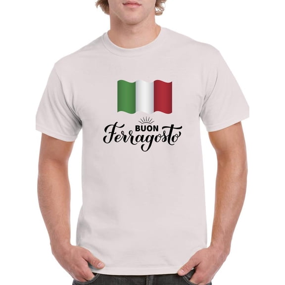 Buon Ferragosto Italy Flag T-Shirt Men -Image by Shutterstock, Male Medium