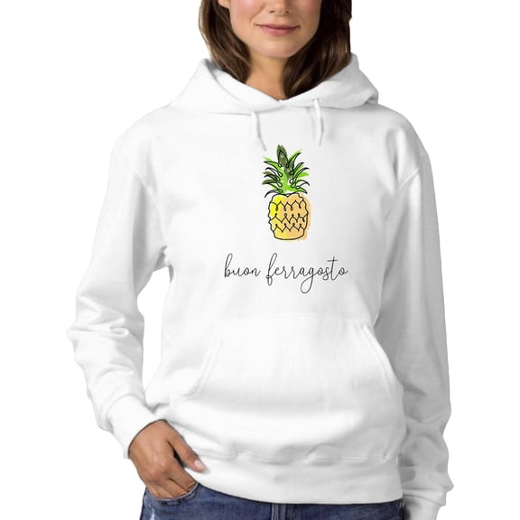 Buon Ferragosto Pineapple Doodle Hoodie Women -Image by Shutterstock, Female Medium