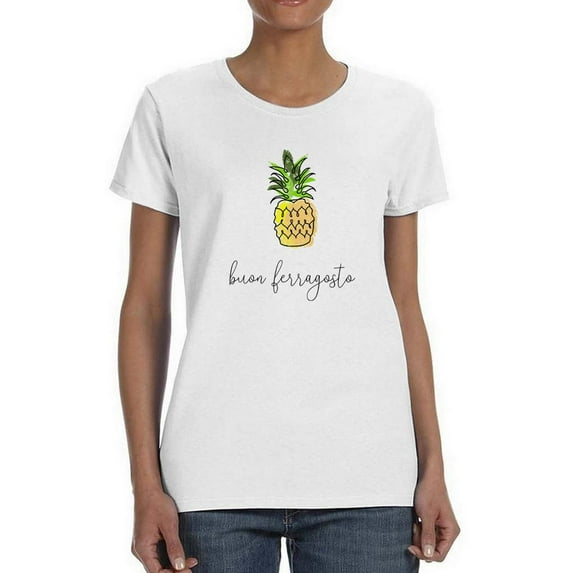 Buon Ferragosto Pineapple Doodle T-Shirt Women -Image by Shutterstock, Female Medium