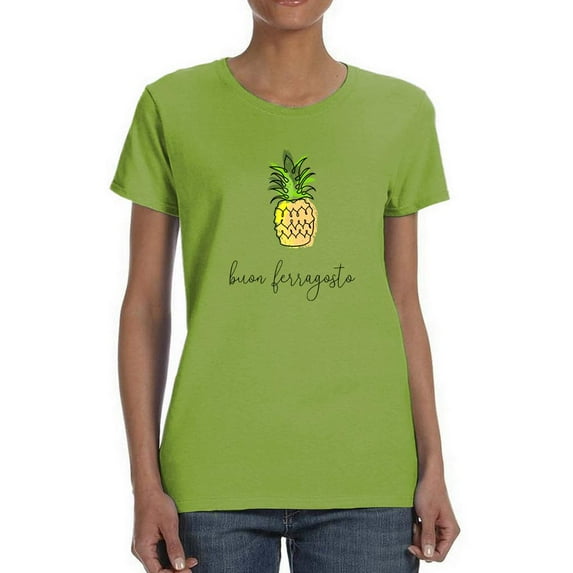 Buon Ferragosto Pineapple Doodle T-Shirt Women -Image by Shutterstock, Female x-Large
