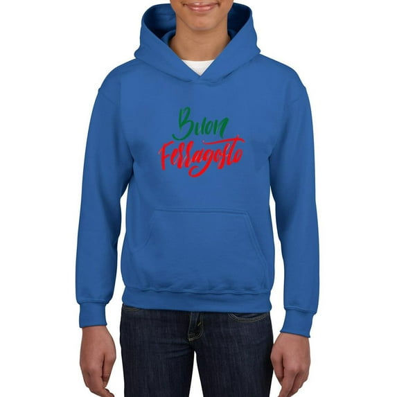 Buon Ferragosto Red Calligraphy Hoodie Juniors -Image by Shutterstock, Large