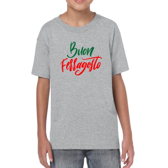 Buon Ferragosto Red Calligraphy T-Shirt Juniors -Image by Shutterstock,  x-Small