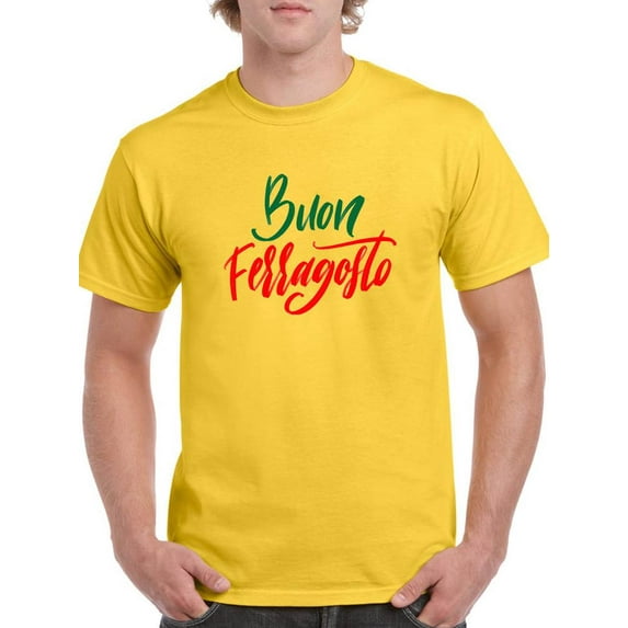 Buon Ferragosto Red Calligraphy T-Shirt Men -Image by Shutterstock, Male Medium