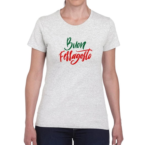 Buon Ferragosto Red Calligraphy T-Shirt Women -Image by Shutterstock, Female 3X-Large