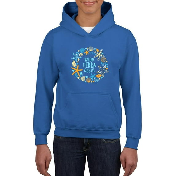 Buon Ferragosto Sea Wreath Hoodie Juniors -Image by Shutterstock, Large