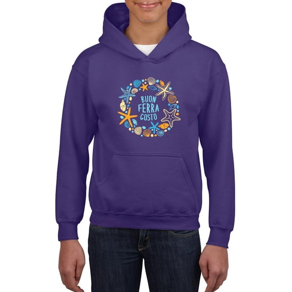 Buon Ferragosto Sea Wreath Hoodie Juniors -Image by Shutterstock,  Medium