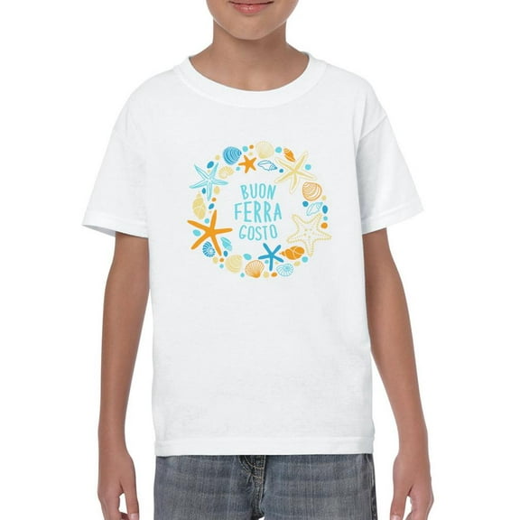 Buon Ferragosto Sea Wreath T-Shirt Juniors -Image by Shutterstock,  x-Small