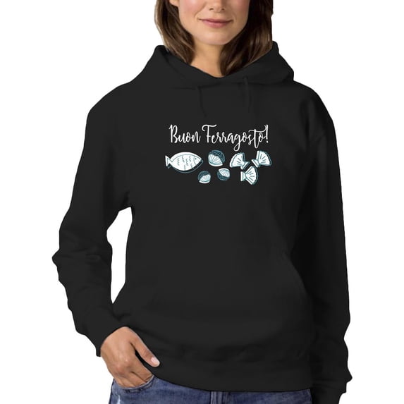 Buon Ferragosto Seafood Doodles Hoodie Women -Image by Shutterstock, Female XX-Large