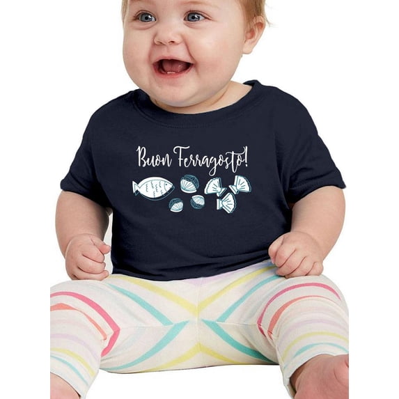 Buon Ferragosto Seafood Doodles T-Shirt Infant -Image by Shutterstock, 12 Months