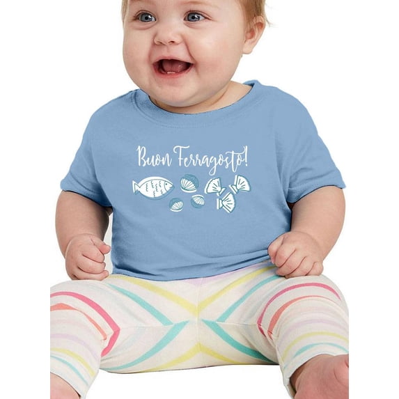 Buon Ferragosto Seafood Doodles T-Shirt Infant -Image by Shutterstock, 6 Months