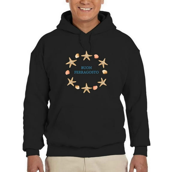 Buon Ferragosto Starfish Wreath Hoodie Men -Image by Shutterstock, Male x-Large