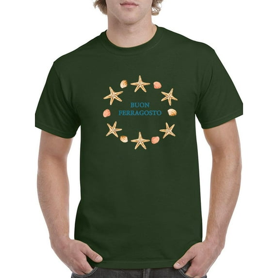 Buon Ferragosto Starfish Wreath T-Shirt Men -Image by Shutterstock, Male Large