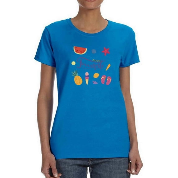Buon Ferragosto Summer Objects T-Shirt Women -Image by Shutterstock, Female XX-Large