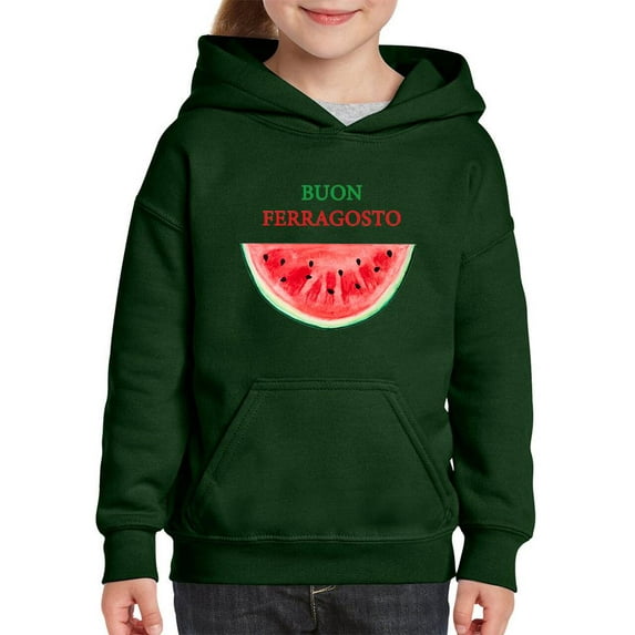 Buon Ferragosto Watercolor Melon Hoodie Juniors -Image by Shutterstock,  Large