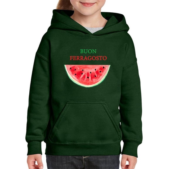 Buon Ferragosto Watercolor Melon Hoodie Juniors -Image by Shutterstock,  Small