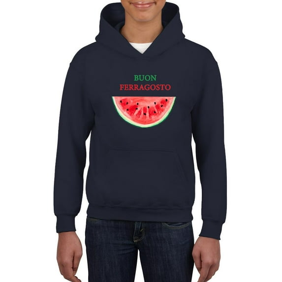Buon Ferragosto Watercolor Melon Hoodie Juniors -Image by Shutterstock, Small