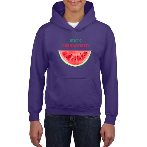 Buon Ferragosto Watercolor Melon Hoodie Juniors -Image by Shutterstock,  x-Large