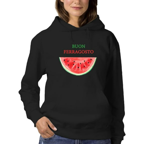 Buon Ferragosto Watercolor Melon Hoodie Women -Image by Shutterstock, Female 3X-Large