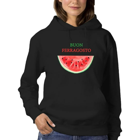Buon Ferragosto Watercolor Melon Hoodie Women -Image by Shutterstock, Female Large