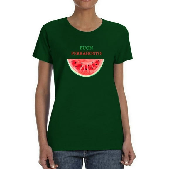 Buon Ferragosto Watercolor Melon T-Shirt Women -Image by Shutterstock, Female Large