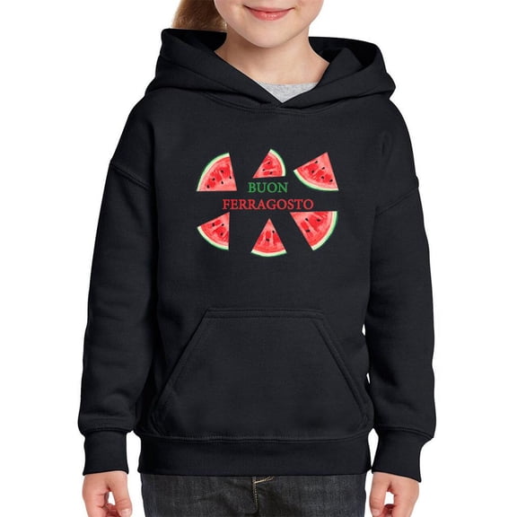 Buon Ferragosto Watercolors Hoodie Juniors -Image by Shutterstock,  Large
